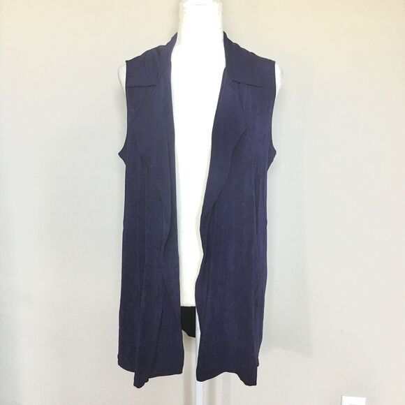 Chicos Travelers Size 1 Plum Purple Open Front Cardigan Open Front Jacket Duster - Picture 1 of 12